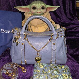 Dooney & Bourke Dusty Blue Leather Tassel Satchel w/Coach Wallet